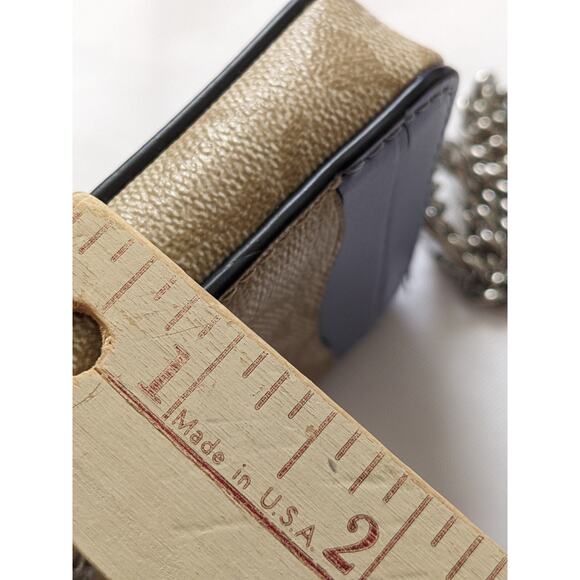 Coach Marine Leather Zip Around Card Case Chain Wristlet Spring Timeless *READ - Picture 7 of 8